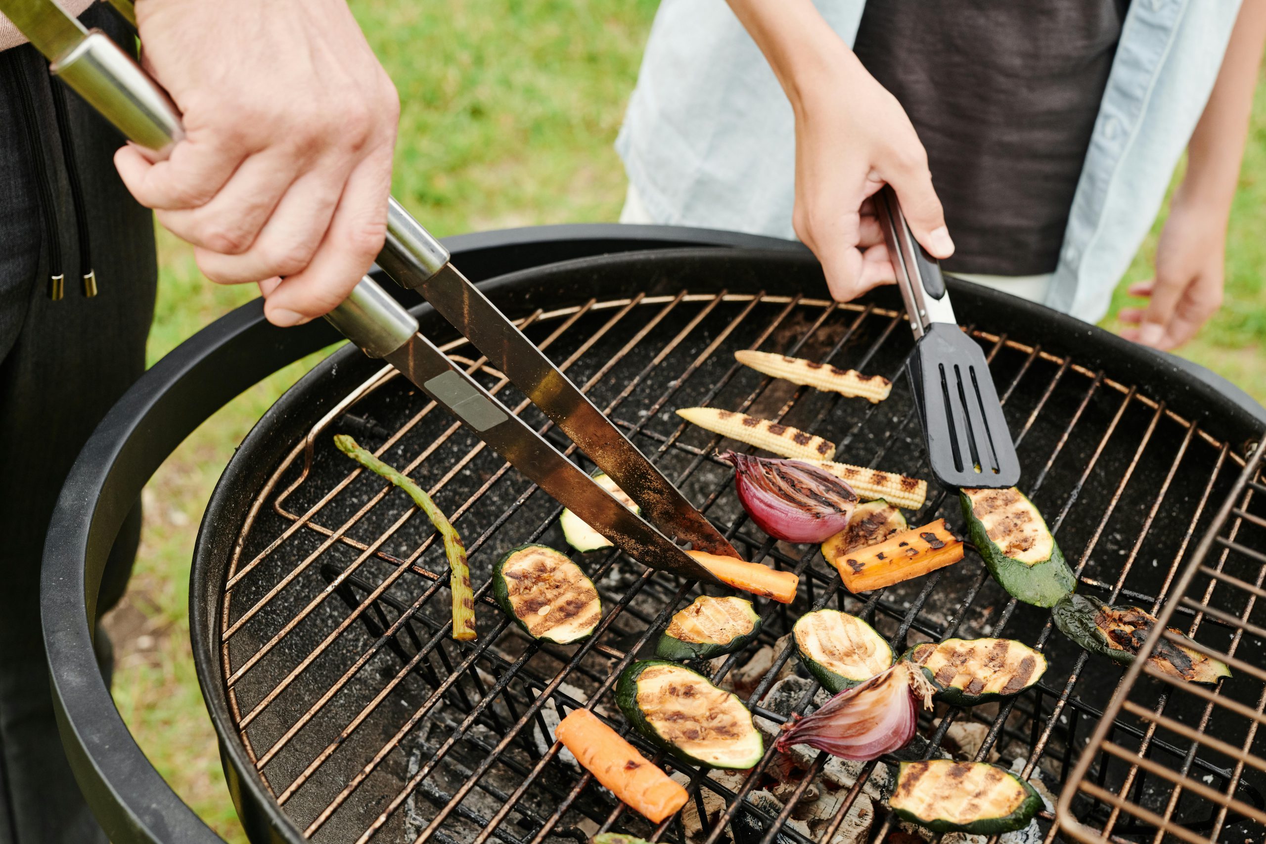 Grilled spring vegetables