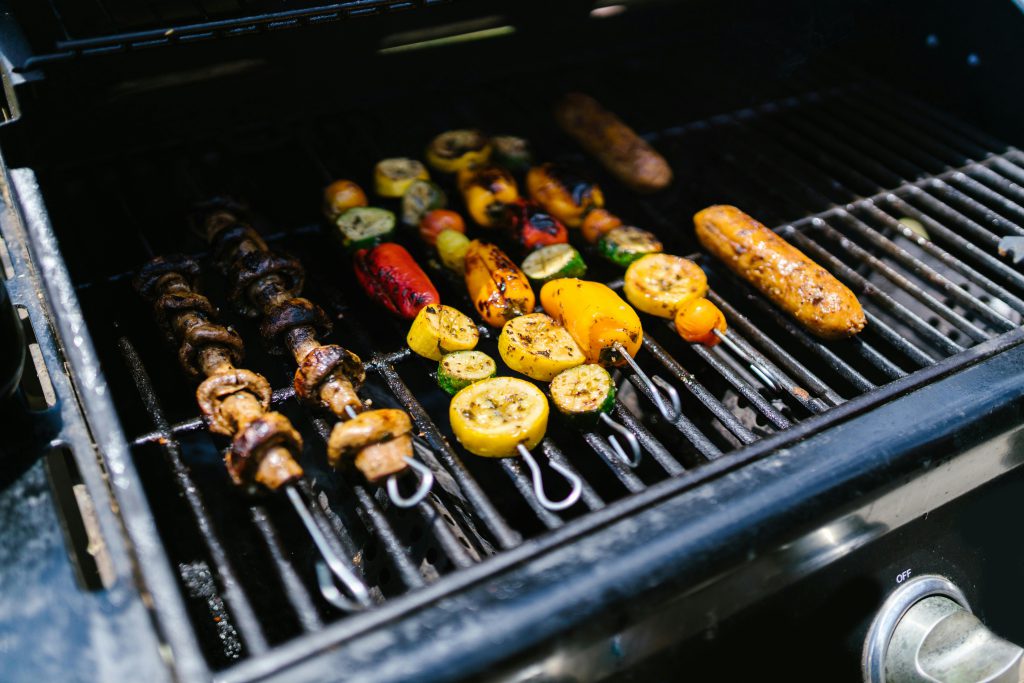 Grilled spring vegetables